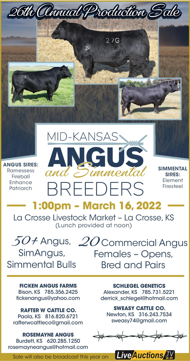 Mid Kansas Angus and Simmental Breeders Sale Flyer March 16, 2022